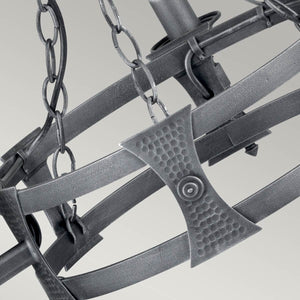 Elstead Lighting Chandelier from the Saxon range. Saxon 3 Light Chandelier Product Code = SAX3-BLK-SIL