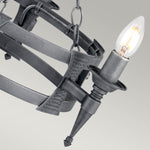 Elstead Lighting Chandelier from the Saxon range. Saxon 3 Light Chandelier Product Code = SAX3-BLK-SIL
