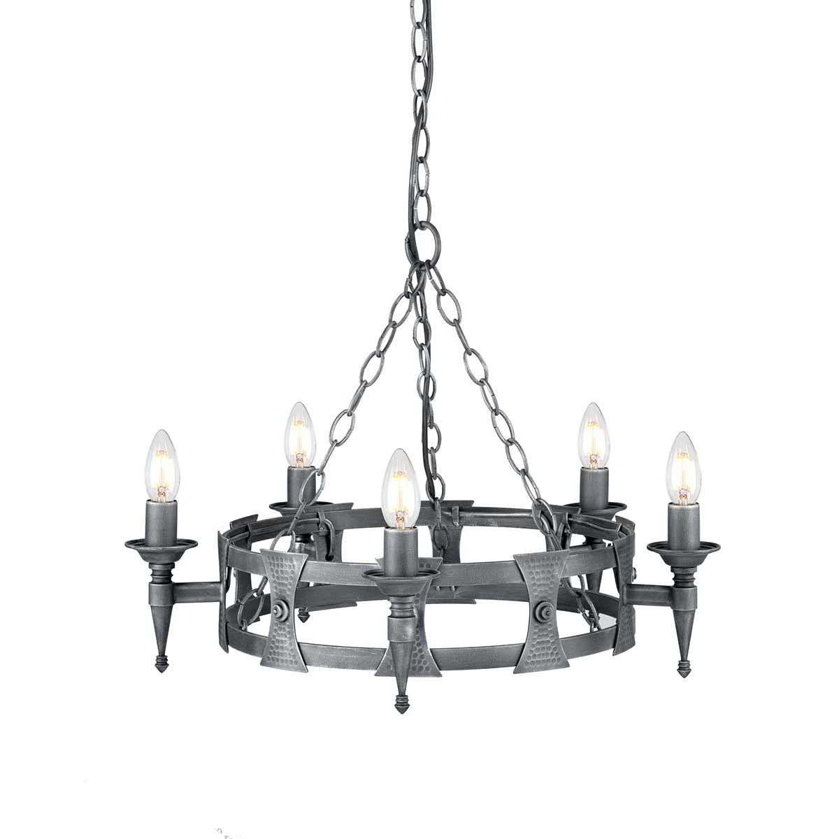 Elstead Lighting Chandelier from the Saxon range. Saxon 5 Light Chandelier – SKU SAX5-BLK-SIL