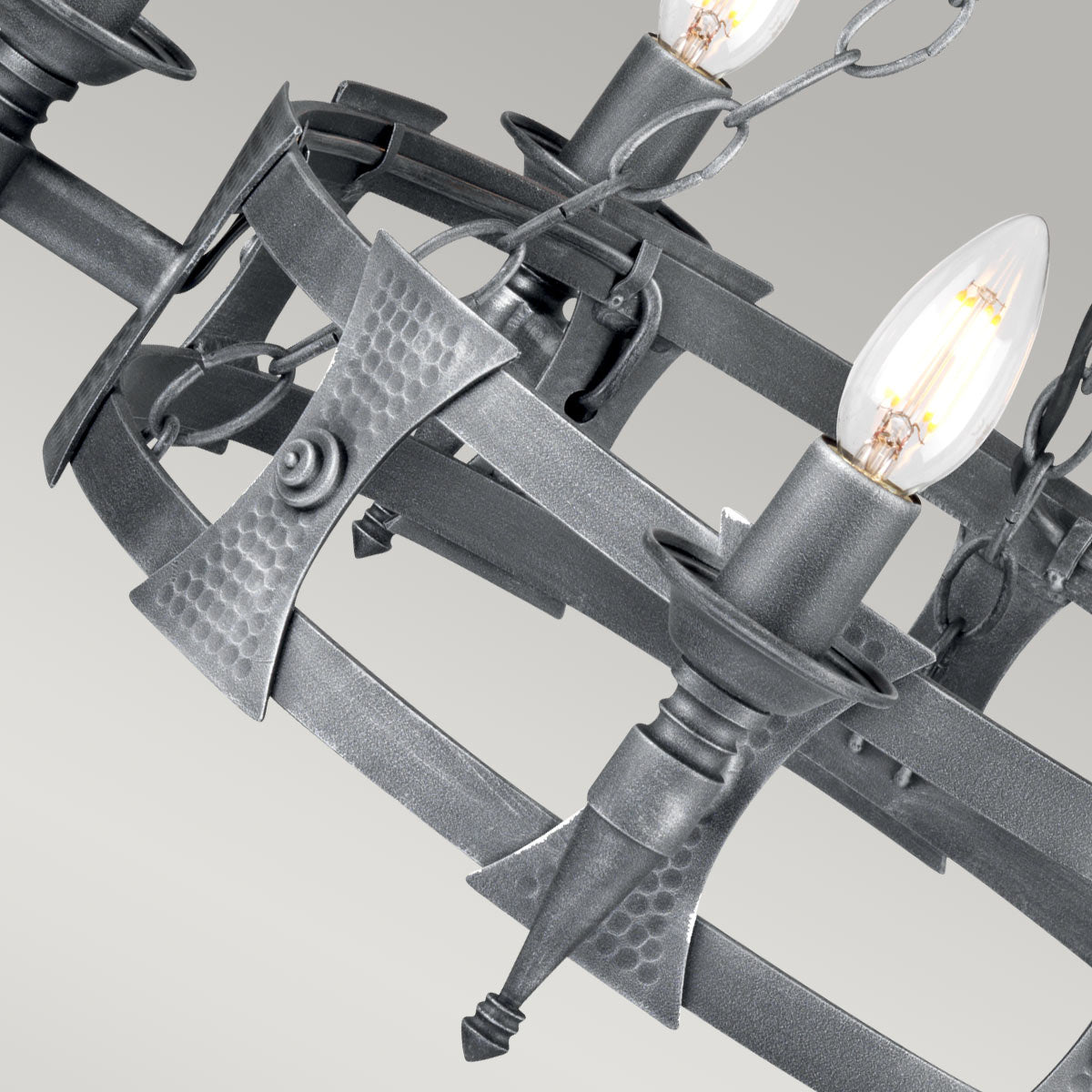 Elstead Lighting Chandelier from the Saxon range. Saxon 5 Light Chandelier Product Code = SAX5-BLK-SIL