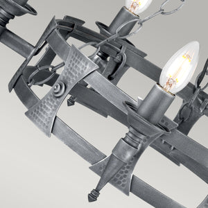 Elstead Lighting Chandelier from the Saxon range. Saxon 5 Light Chandelier Product Code = SAX5-BLK-SIL