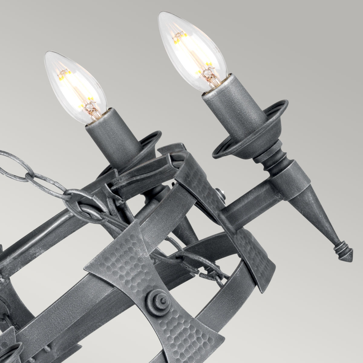 Elstead Lighting Chandelier from the Saxon range. Saxon 5 Light Chandelier Product Code = SAX5-BLK-SIL