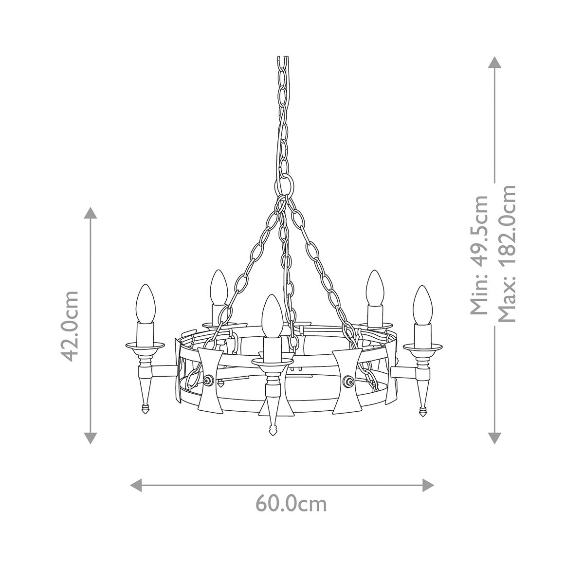 Elstead Lighting Chandelier from the Saxon range. Saxon 5 Light Chandelier – SKU SAX5-BLK-SIL