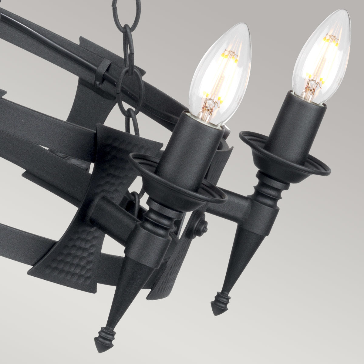 Elstead Lighting Chandelier from the Saxon range. Saxon 5 Light Chandelier Product Code = SAX5-BLK