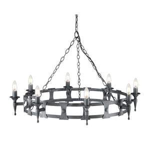 Elstead Lighting Chandelier from the Saxon range. Saxon 8 Light Chandelier Product Code = SAX8-BLK-SIL