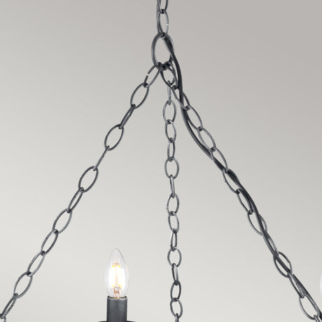 Elstead Lighting Chandelier from the Saxon range. Saxon 8 Light Chandelier Product Code = SAX8-BLK-SIL
