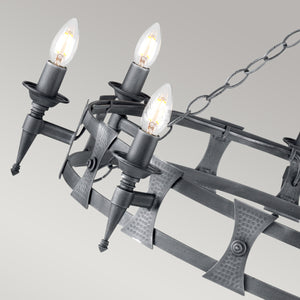 Elstead Lighting Chandelier from the Saxon range. Saxon 8 Light Chandelier Product Code = SAX8-BLK-SIL