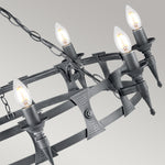 Elstead Lighting Chandelier from the Saxon range. Saxon 8 Light Chandelier Product Code = SAX8-BLK-SIL