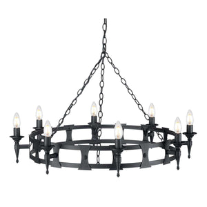 Elstead Lighting Chandelier from the Saxon range. Saxon 8 Light Chandelier Product Code = SAX8-BLK