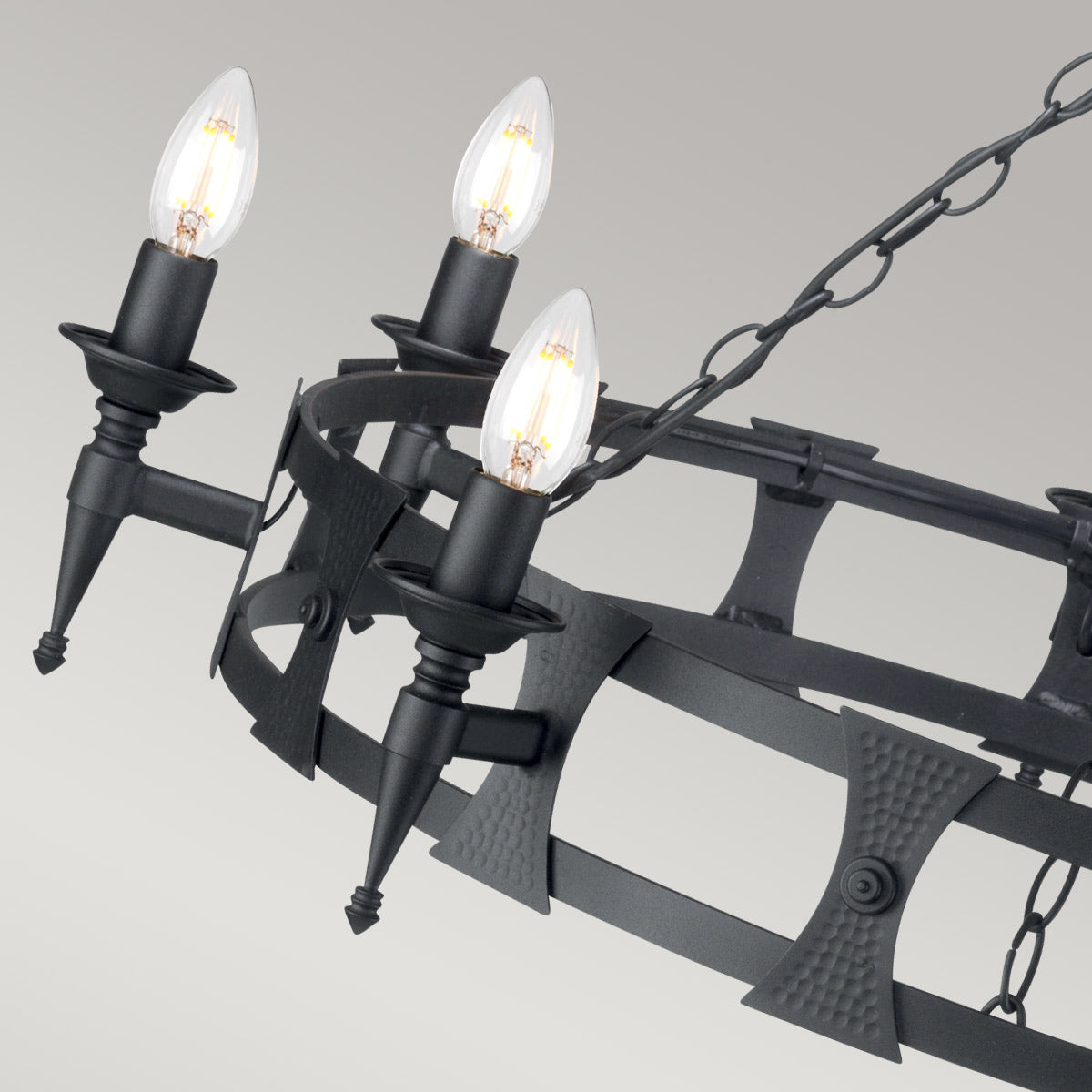 Elstead Lighting Chandelier from the Saxon range. Saxon 8 Light Chandelier Product Code = SAX8-BLK