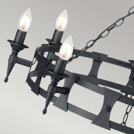 Elstead Lighting Chandelier from the Saxon range. Saxon 8 Light Chandelier Product Code = SAX8-BLK