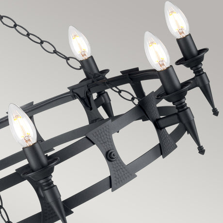 Elstead Lighting Chandelier from the Saxon range. Saxon 8 Light Chandelier Product Code = SAX8-BLK