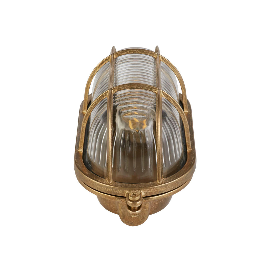 Searchlight 20361PB - Searchlight Bulkhead Oval Outdoor Light - Solid Brass & Ribbed Glass Search Light Part Number 20361PB