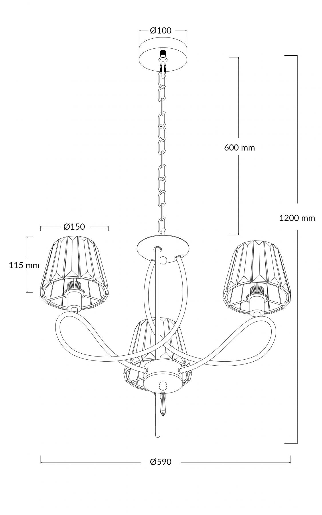 Magnalux Senza 3 Light Polished Chrome with Crystal Shades Part Number - SEN03CH