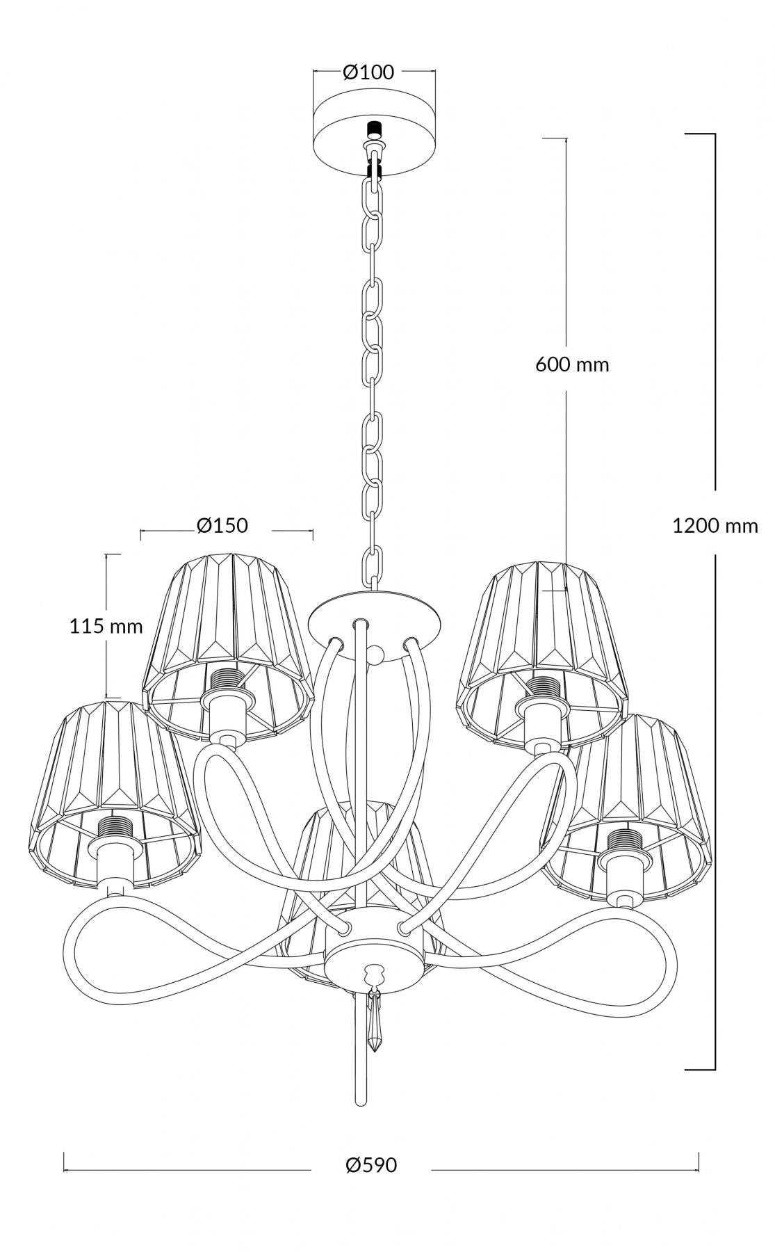 Magnalux Senza 5 Light Polished Chrome with Crystal Shades Part Number - SEN05CH