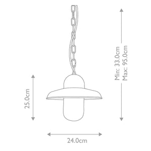 Elstead Lighting Outdoor Hanging from the Somerton range. Somerton 1 Light Chain Lantern Product Code = SOMERTON-CH-V