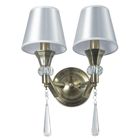 Magnalux Sophia 2 Light Crystal Wall Light Antique Brass Part Number - SOP02AB