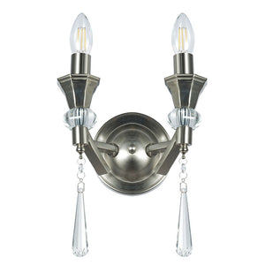 Magnalux Sophia 2 Light Crystal Wall Light Satin Chrome Part Number - SOP02SC