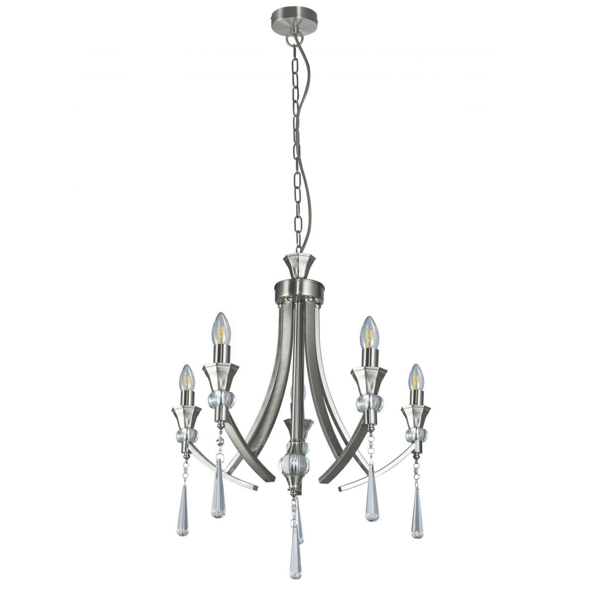 Magnalux Sophia 5 Light Crystal Ceiling Light Satin Chrome Part Number - SOP05SC