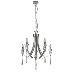 Magnalux Sophia 5 Light Crystal Ceiling Light Satin Chrome Part Number - SOP05SC