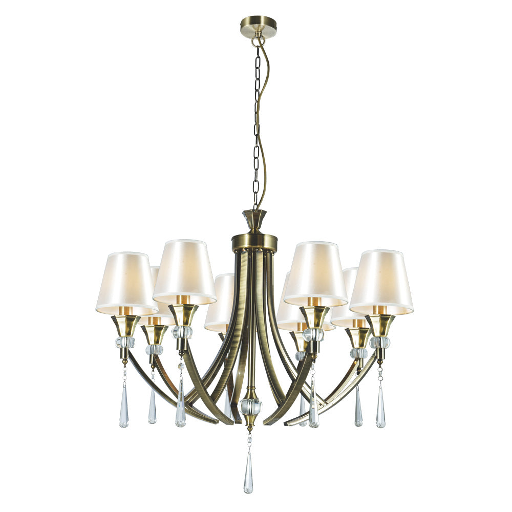 Magnalux Sophia 8 Light Crystal Ceiling Light Antique Brass Part Number - SOP08AB