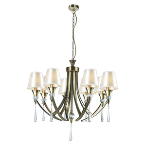 Magnalux Sophia 8 Light Crystal Ceiling Light Antique Brass Part Number - SOP08AB