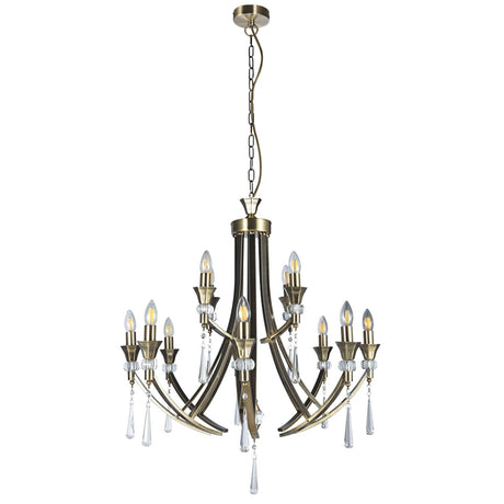 Magnalux Sophia 12 Light Crystal Ceiling Light Antique Brass Part Number - SOP12AB