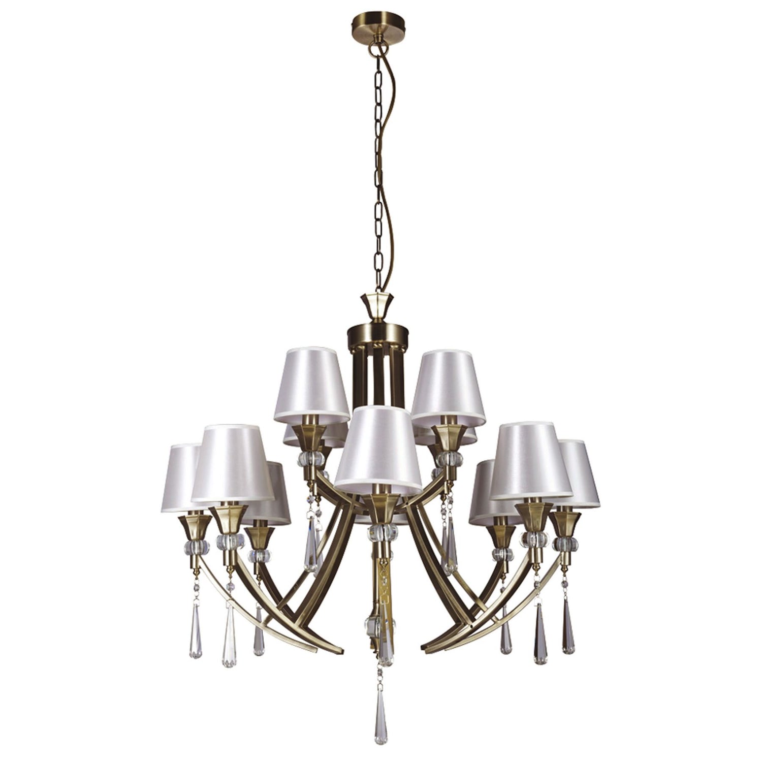 Magnalux Sophia 12 Light Crystal Ceiling Light Antique Brass Part Number - SOP12AB