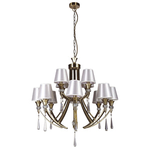 Magnalux Sophia 12 Light Crystal Ceiling Light Antique Brass Part Number - SOP12AB