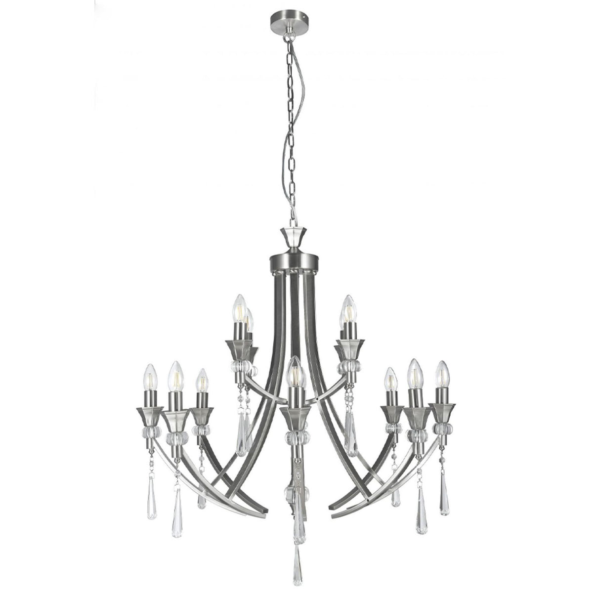 Magnalux Sophia 12 Light Crystal Ceiling Light Satin Chrome Part Number - SOP12SC