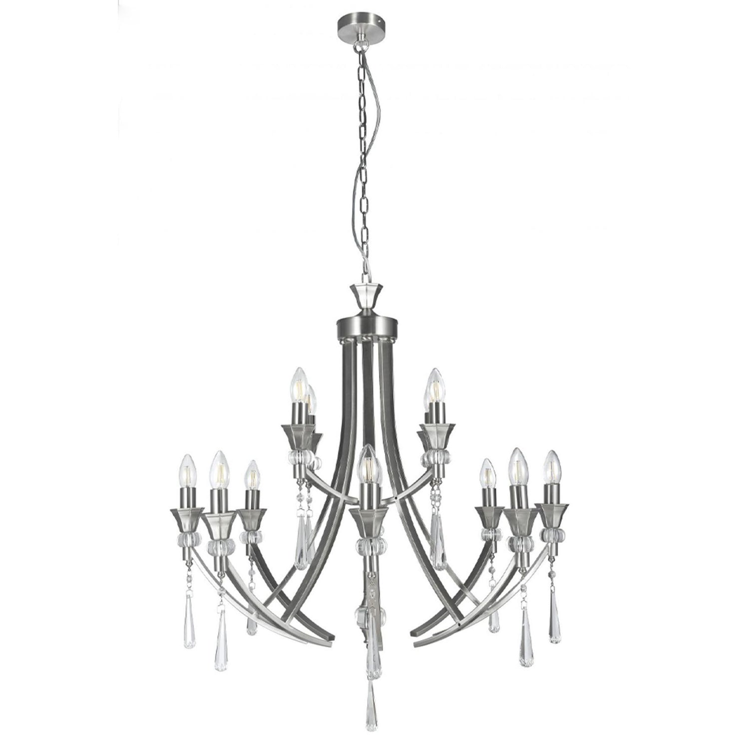 Magnalux Sophia 12 Light Crystal Ceiling Light Satin Chrome Part Number - SOP12SC