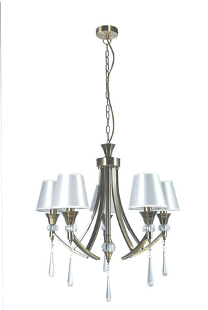 Magnalux Sophia 5 Light Crystal Ceiling Light Antique Brass Part Number - SOP05AB