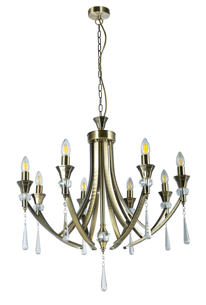 Magnalux Sophia 8 Light Crystal Ceiling Light Antique Brass Part Number - SOP08AB