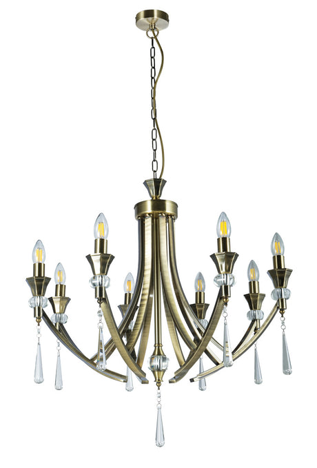 Magnalux Sophia 8 Light Crystal Ceiling Light Antique Brass Part Number - SOP08AB
