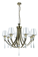 Magnalux Sophia 8 Light Crystal Ceiling Light Antique Brass Part Number - SOP08AB