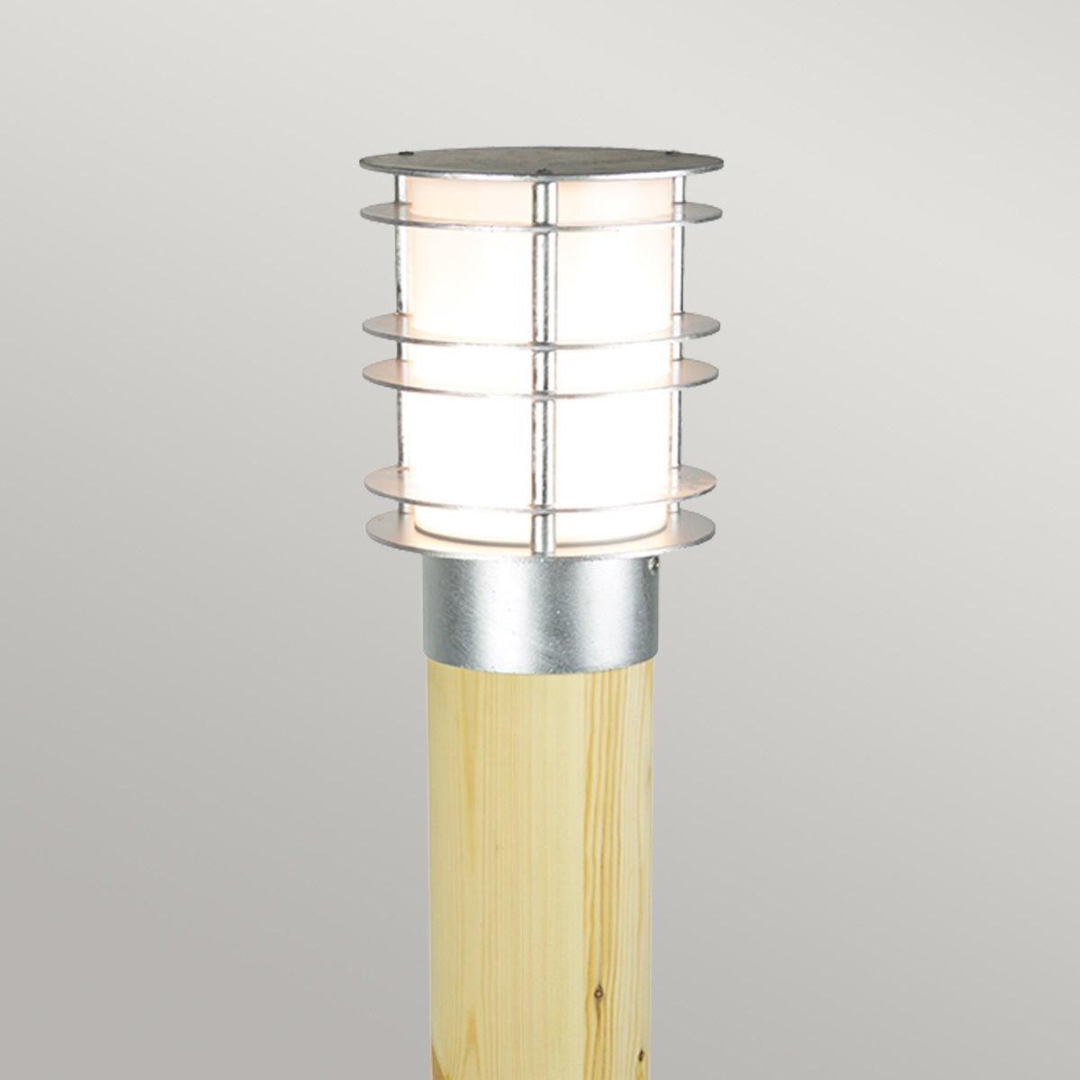 Norlys Stockholm Large Bollard Natural Wood & Galvanised ST-BOLNW-L-E27-G