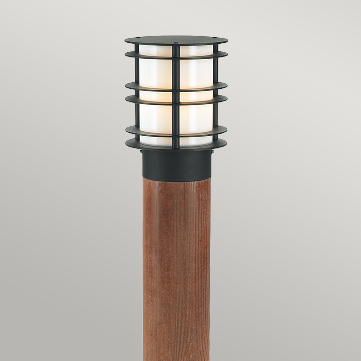 Norlys Stockholm Large Bollard Stained Wood & Black ST-BOLSW-L-E27-B