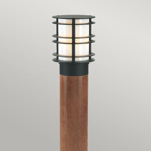 Norlys Stockholm Large Bollard Stained Wood & Black ST-BOLSW-L-E27-B