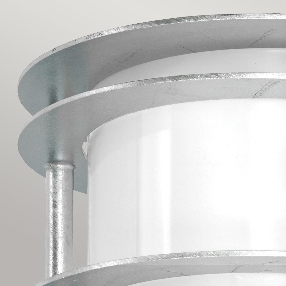 Norlys Stockholm 1 Light Flush Light - Galvanised With Opal Glass ST-FLU-E27-GAL-O