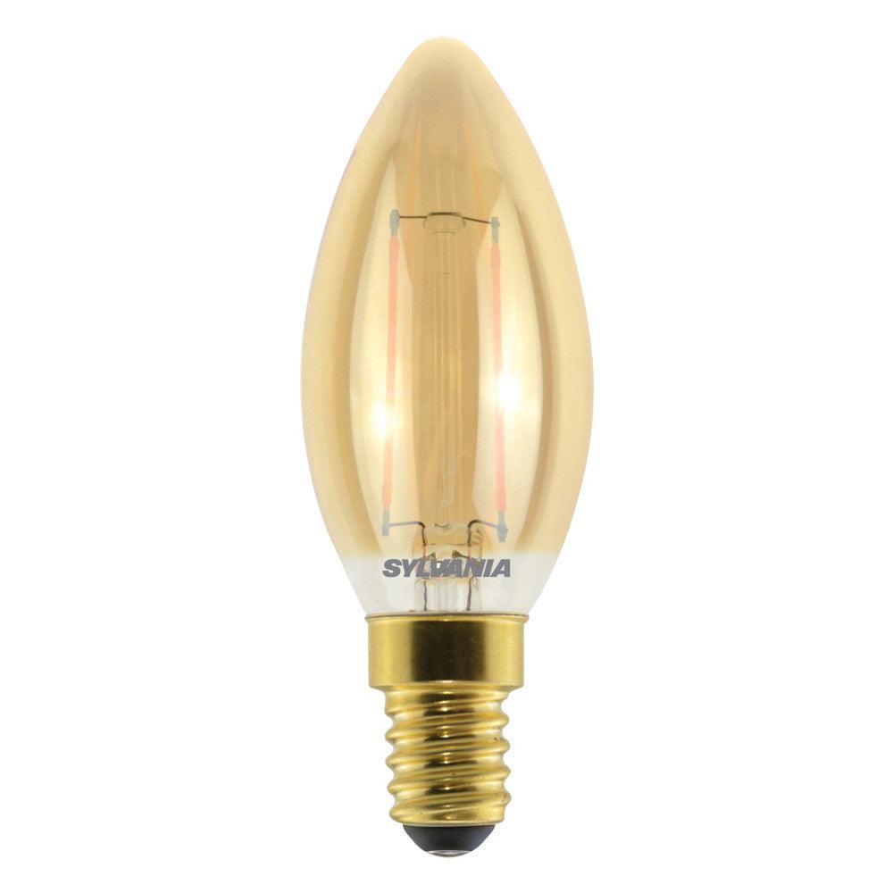 Sylvania FL-CP-LCND2.5SESGVWW SLI - Sylvania LED Filament Part Number 0029488 Sylvania Retro LED Candle 2.5W (23W eq.) E14 Gold Extra Warm White