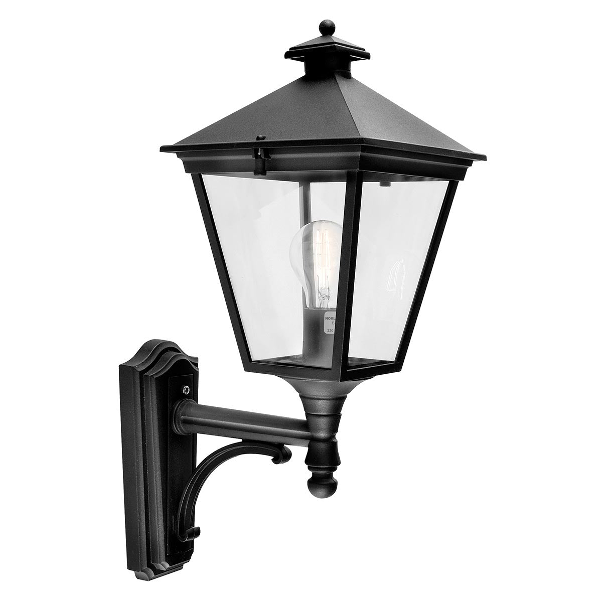 Norlys Outdoor Wall Light from the Turin range. Turin 1 Light Up Wall Lantern - Black  Product Code = T1-BLACK