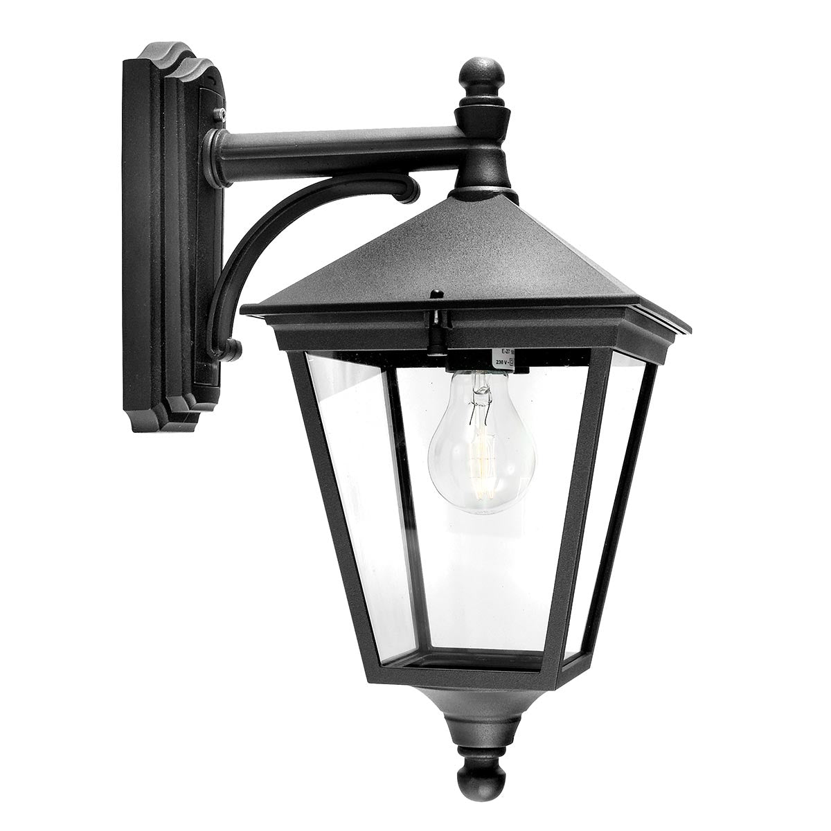 Norlys Outdoor Wall Light from the Turin range. Turin 1 Light Down Wall Lantern - Black  Product Code = T2-BLACK