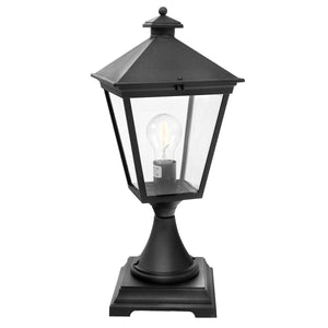 Norlys Pedestal Lantern from the Turin range. Turin 1 Light Pedestal - Black  Product Code = T3-BLACK