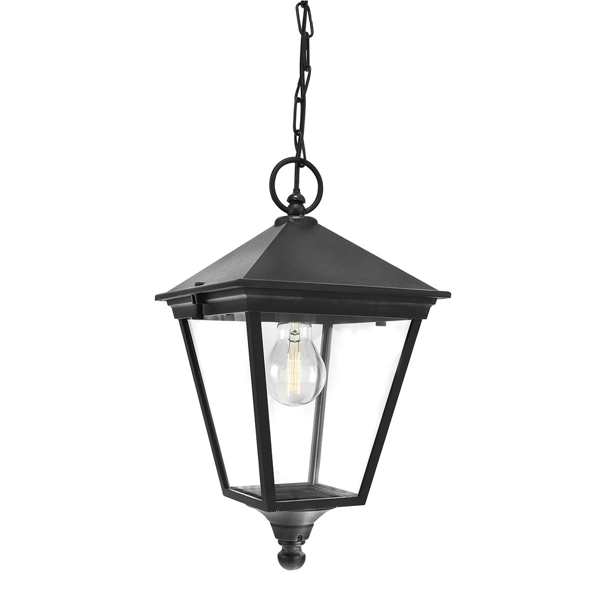 Norlys Outdoor Hanging from the Turin range. Turin 1 Light Chain Lantern - Black  Product Code = T8-BLACK