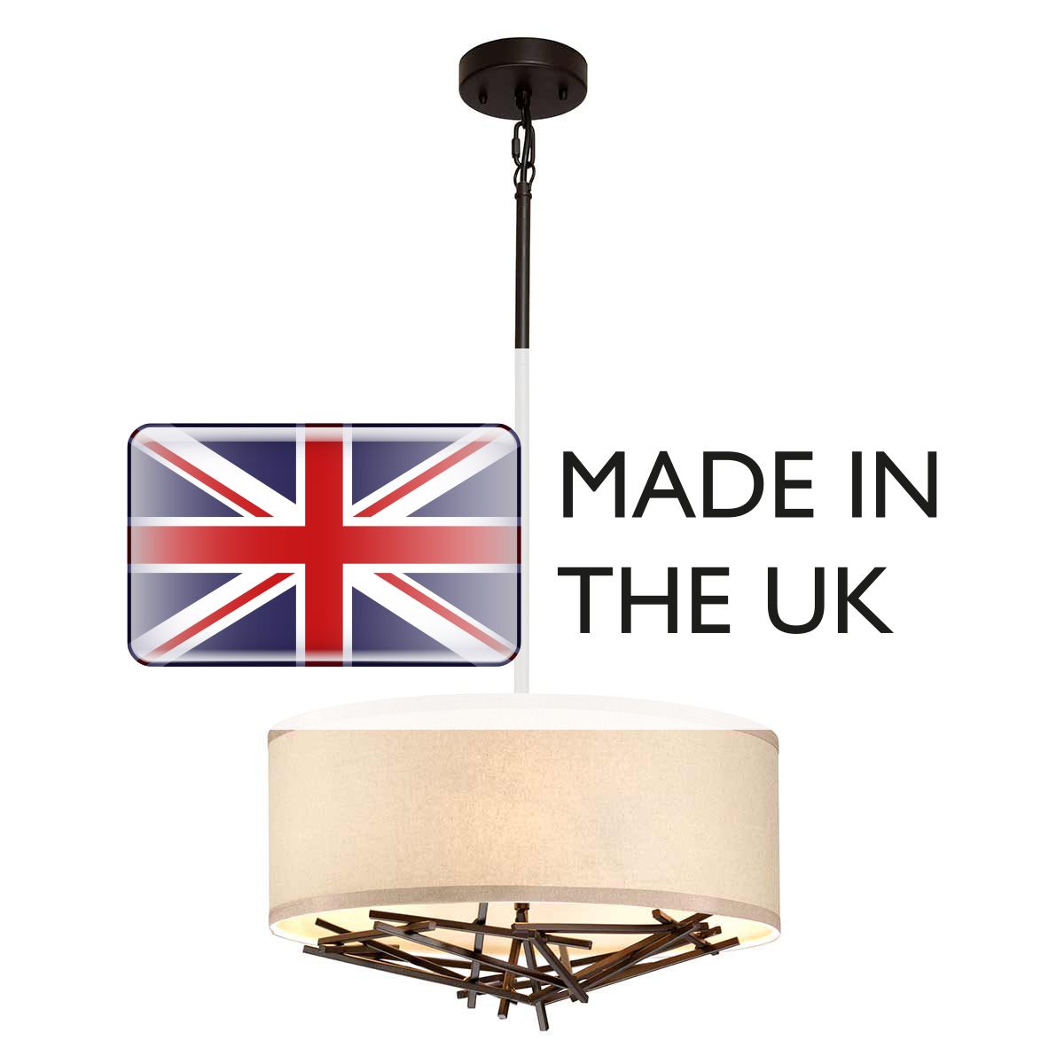 Elstead Lighting Pendant from the Taiko range. Taiko 3 Light Pendant – SKU TAIKO-3P