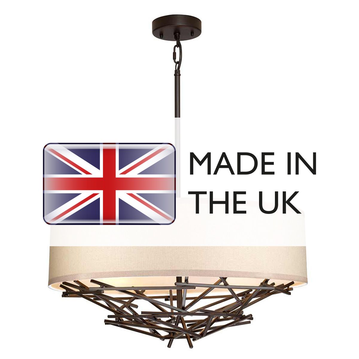 Elstead Lighting Pendant from the Taiko range. Taiko 4 Light Pendant – SKU TAIKO-4P