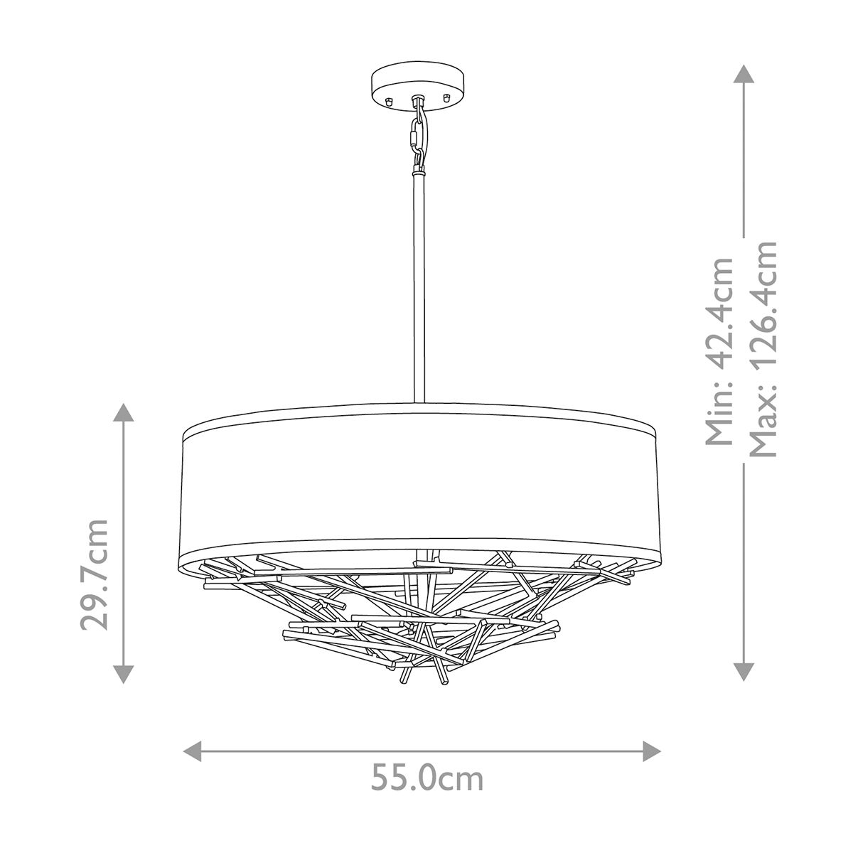 Elstead Lighting Pendant from the Taiko range. Taiko 4 Light Pendant – SKU TAIKO-4P