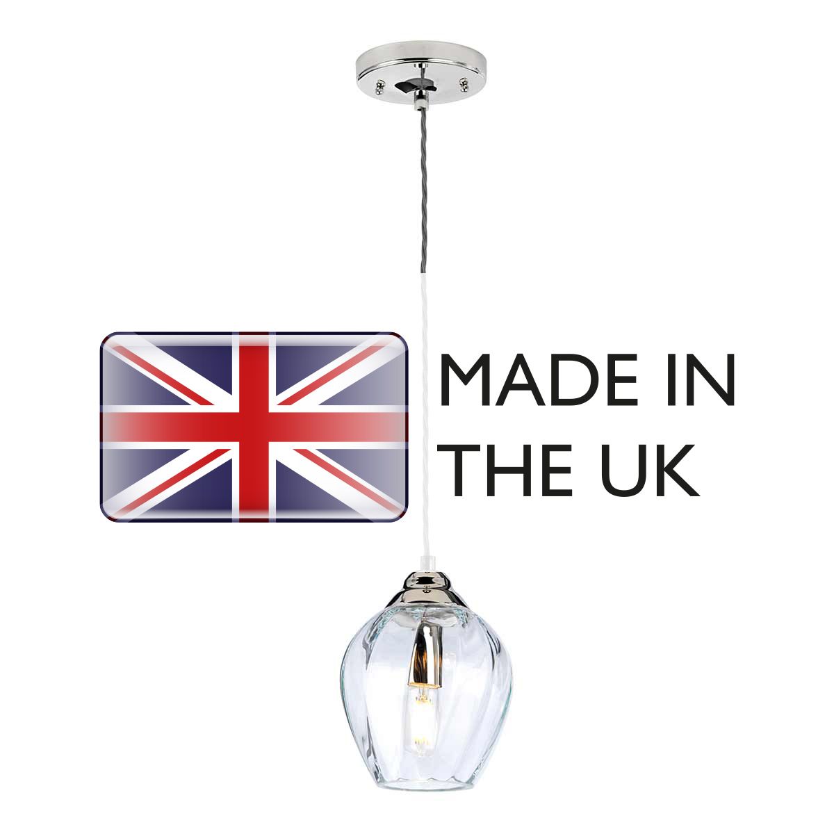 Elstead Lighting Pendant from the Tiber range. Tiber 1 Light Pendant – SKU TIBER-P-CLEAR