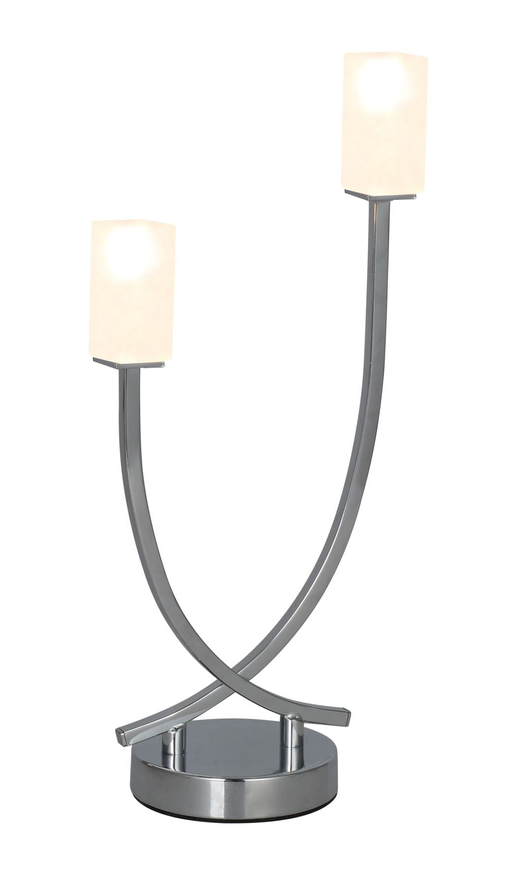 Magnalux Topaz 2 Light Polished Chrome Table Lamp c/w Square Glass Part Number - TOP02CHTL