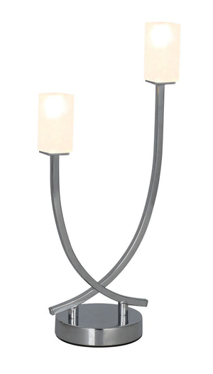 Magnalux Topaz 2 Light Polished Chrome Table Lamp c/w Square Glass Part Number - TOP02CHTL
